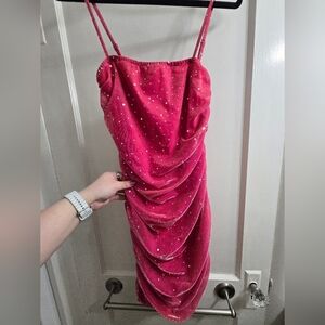 PrettyLittleThing Pink Ruched Mini Dress